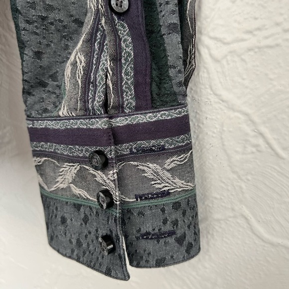 Kenneth Cole Shirt Mens Medium M Floral Button Up Collared Long Sleeve LIKE NEW - Picture 6 of 6